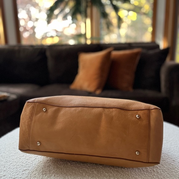 NEW Mark & Graham genuine soft leather tote cognac tan interchangeable handles - Picture 6 of 16